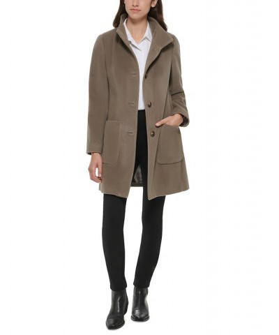 Women's Stand-Collar Button-Front Belted Coat Thistle $86.00 Coats