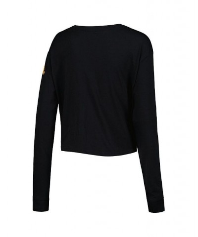 Women's Black LSU Tigers 2-Hit Cropped Long Sleeve Logo T-shirt Black $20.50 Tops