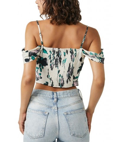 Women's Cassandra Floral-Print Blouse White $30.10 Tops