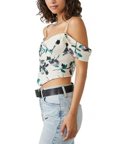 Women's Cassandra Floral-Print Blouse White $30.10 Tops