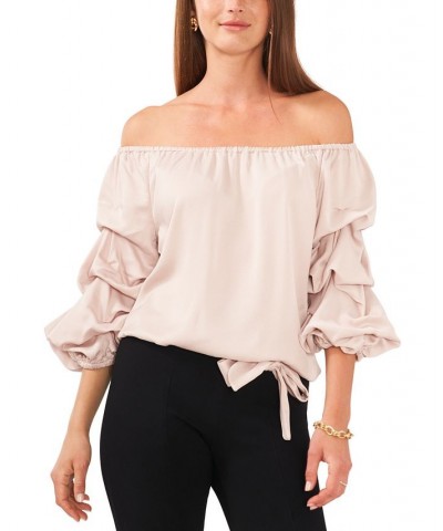 Petite Puff-Sleeve Blouse Champagne Toast $38.71 Tops