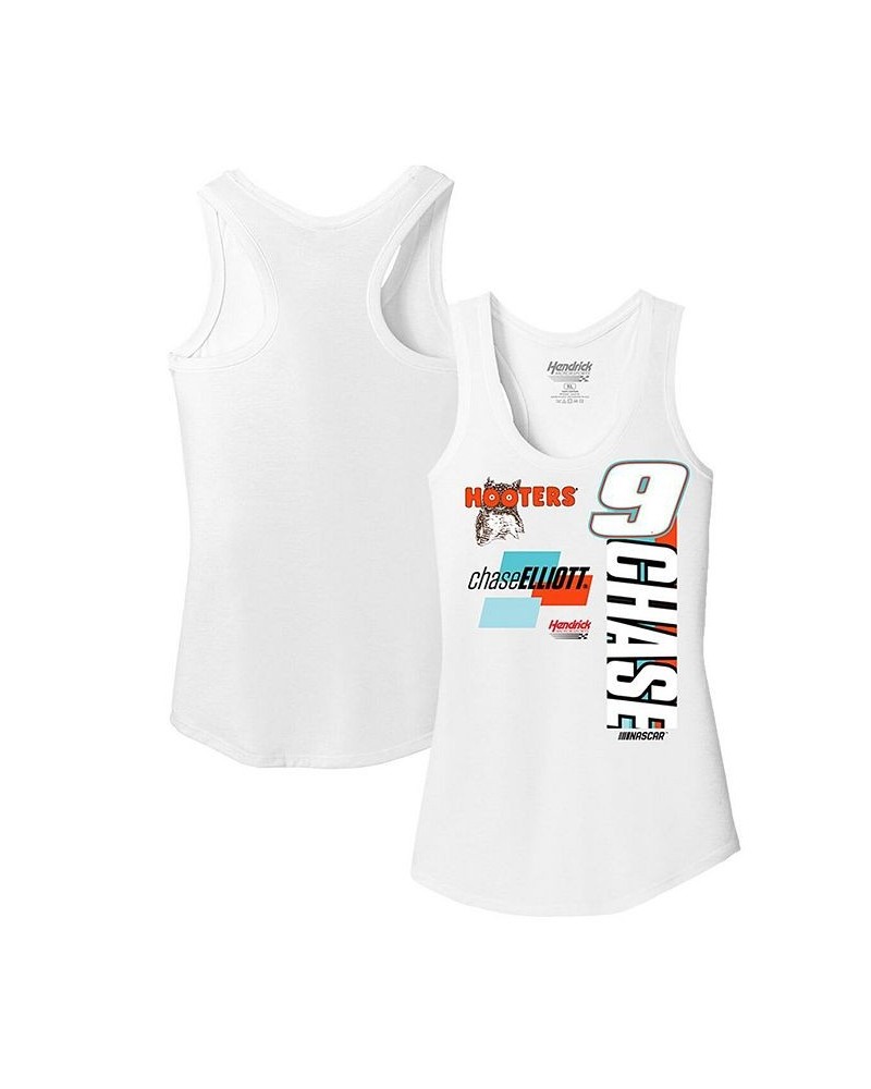 Women's White Chase Elliott Racerback Tank Top White $21.19 Tops