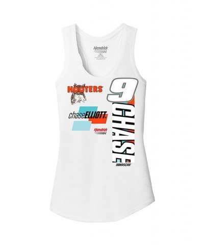 Women's White Chase Elliott Racerback Tank Top White $21.19 Tops