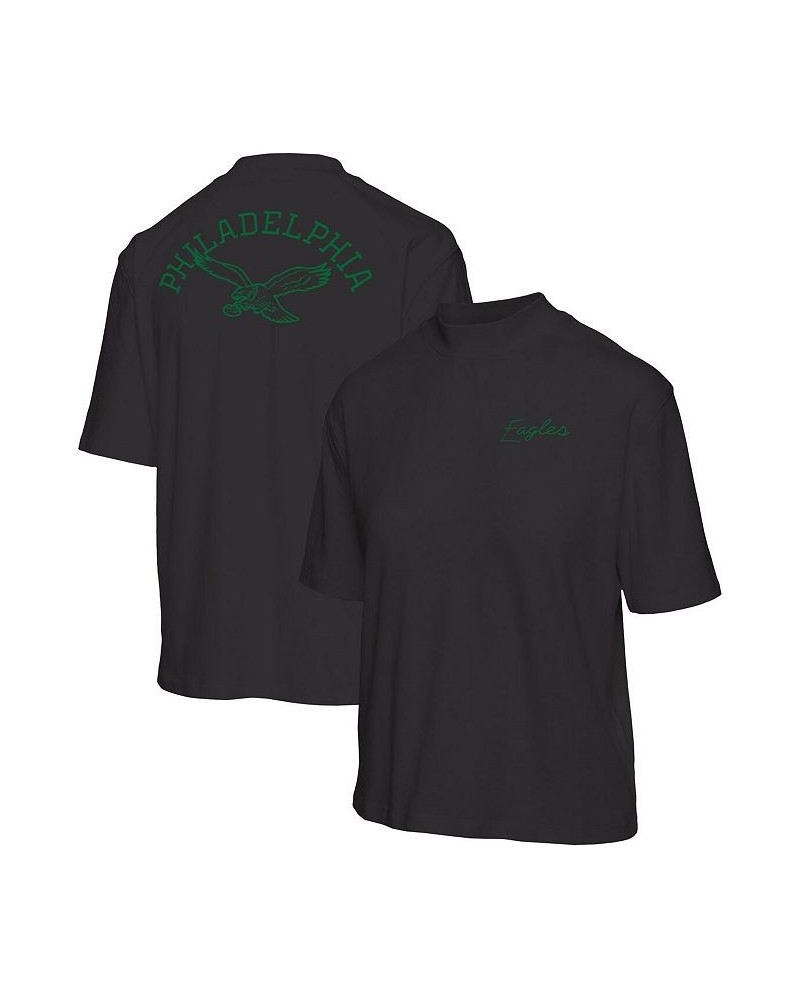 Women's Black Philadelphia Eagles Half-Sleeve Mock Neck T-shirt Black $27.59 Tops