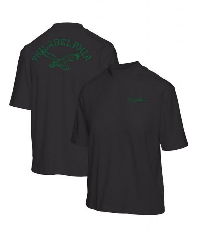 Women's Black Philadelphia Eagles Half-Sleeve Mock Neck T-shirt Black $27.59 Tops