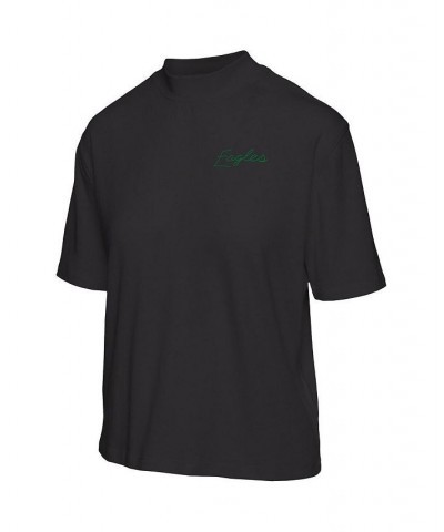 Women's Black Philadelphia Eagles Half-Sleeve Mock Neck T-shirt Black $27.59 Tops