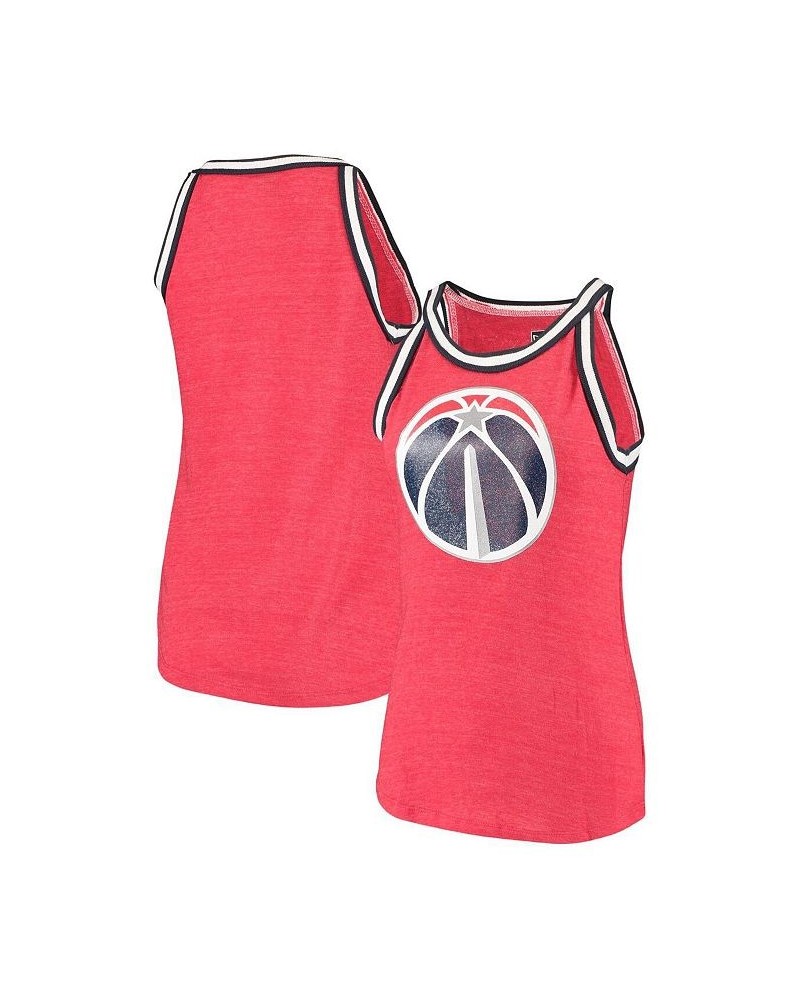 Women's Heathered Red Washington Wizards Striped Trim Tri-Blend Tank Top Heathered Red $21.27 Tops