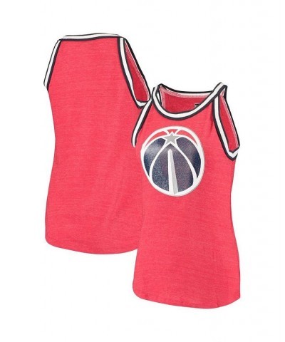 Women's Heathered Red Washington Wizards Striped Trim Tri-Blend Tank Top Heathered Red $21.27 Tops