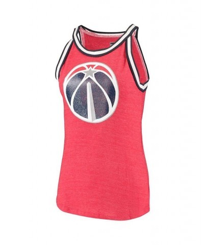 Women's Heathered Red Washington Wizards Striped Trim Tri-Blend Tank Top Heathered Red $21.27 Tops