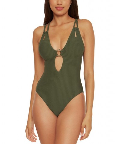 Women's Line in the Sand One-Piece Swimsuit Green $69.56 Swimsuits