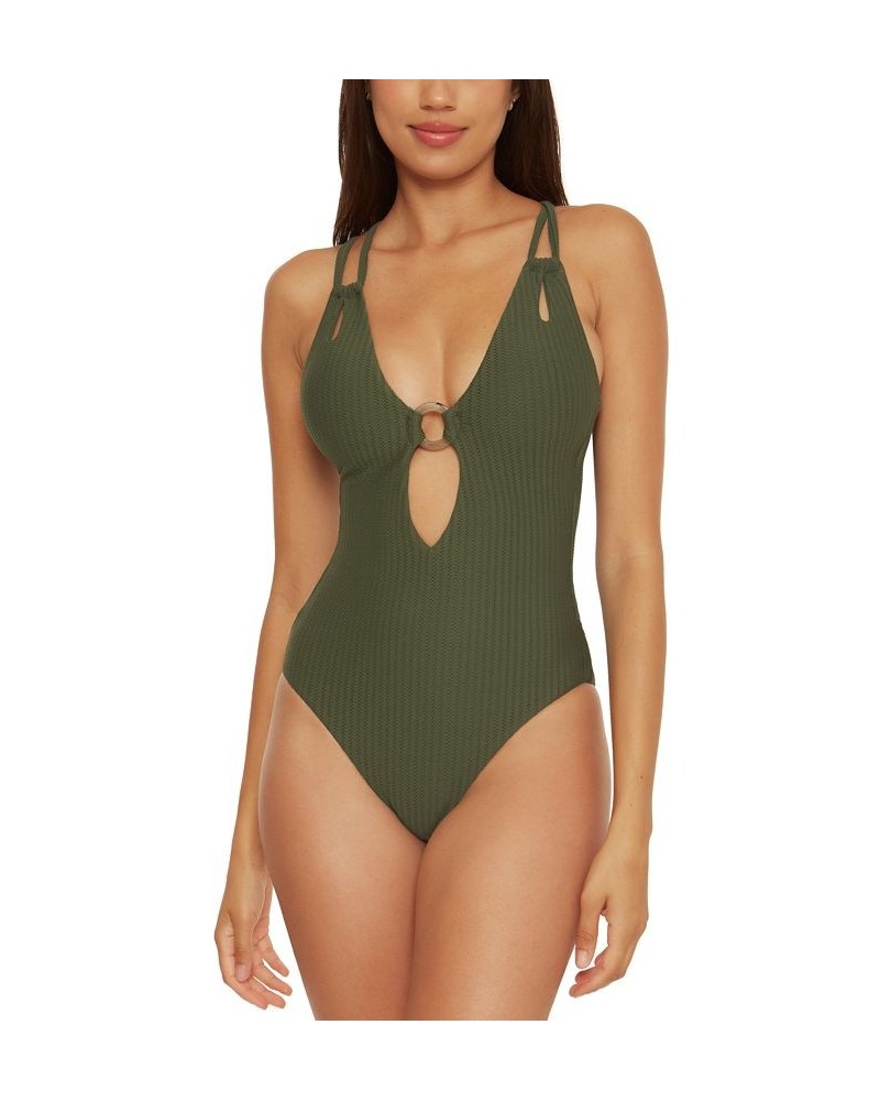 Women's Line in the Sand One-Piece Swimsuit Green $69.56 Swimsuits