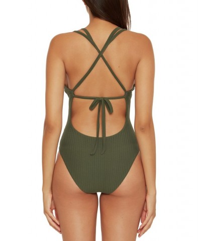 Women's Line in the Sand One-Piece Swimsuit Green $69.56 Swimsuits