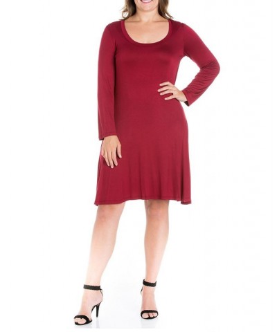 Women's Plus Size Flared Dress Wine $18.80 Dresses