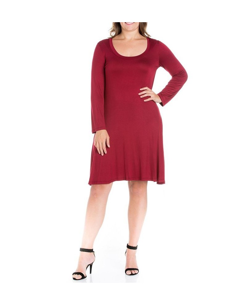 Women's Plus Size Flared Dress Wine $18.80 Dresses