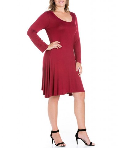 Women's Plus Size Flared Dress Wine $18.80 Dresses