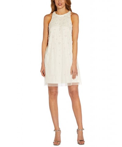 Women's Beaded Halter Cocktail Dress Ivory $94.05 Dresses