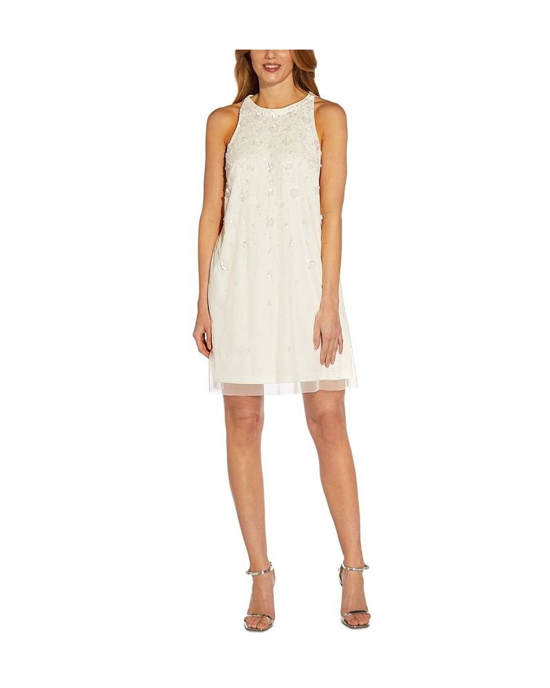 Women's Beaded Halter Cocktail Dress Ivory $94.05 Dresses