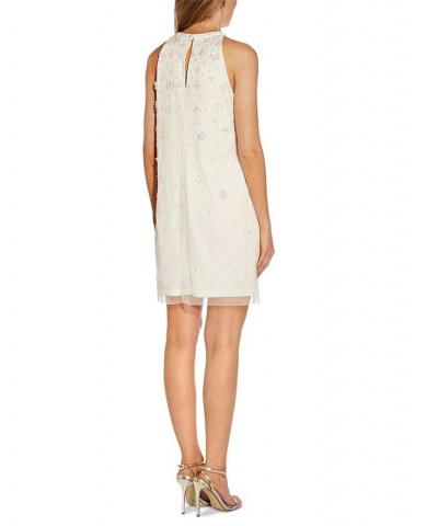 Women's Beaded Halter Cocktail Dress Ivory $94.05 Dresses