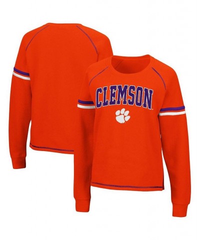 Women's Orange Clemson Tigers Sweep Pass Sleeve Stripe Raglan Pullover Sweatshirt Orange $30.79 Sweatshirts