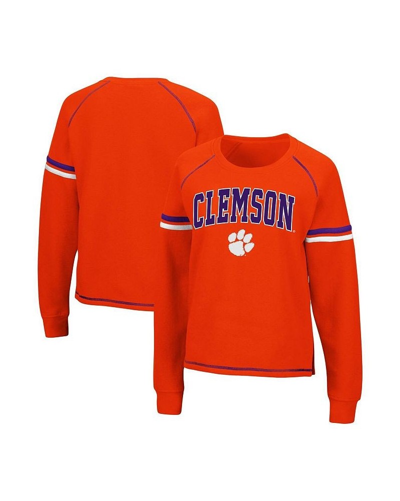 Women's Orange Clemson Tigers Sweep Pass Sleeve Stripe Raglan Pullover Sweatshirt Orange $30.79 Sweatshirts