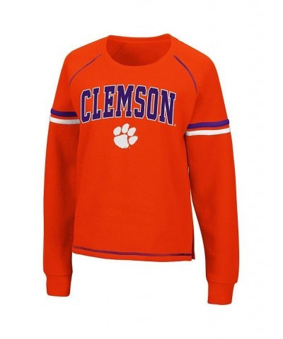 Women's Orange Clemson Tigers Sweep Pass Sleeve Stripe Raglan Pullover Sweatshirt Orange $30.79 Sweatshirts