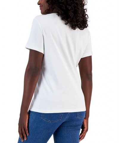 Petite Cotton Henley Top Bright White $9.50 Tops