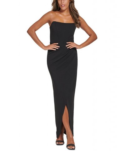 Women's Strapless Front-Slit Evening Gown Black $68.97 Dresses