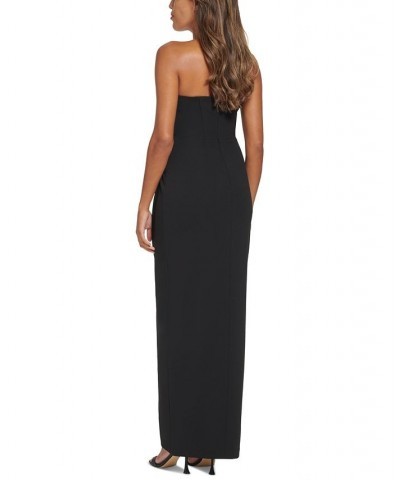 Women's Strapless Front-Slit Evening Gown Black $68.97 Dresses