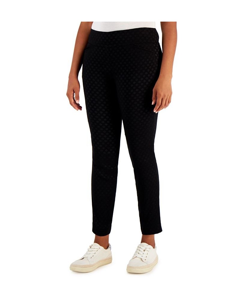 Women's Embossed Dot Pull-On Skinny Pants Classic Black $14.70 Pants