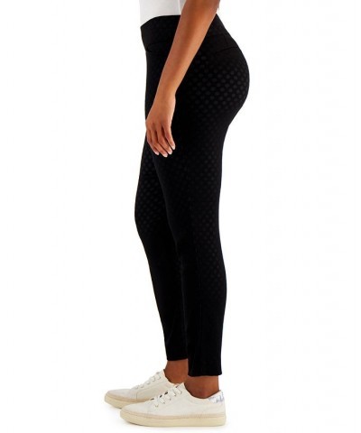 Women's Embossed Dot Pull-On Skinny Pants Classic Black $14.70 Pants