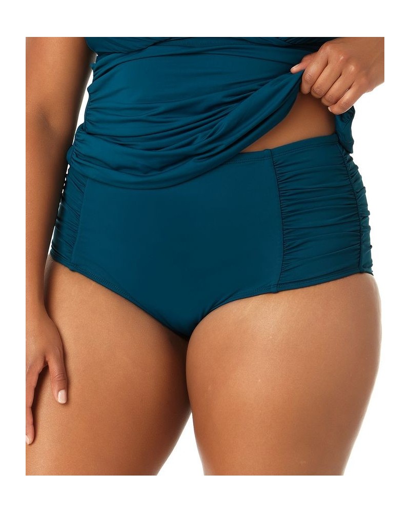 Plus Size Printed Tankini Top & High-Waist Bikini Bottoms Deep Sea Blue $42.84 Swimsuits