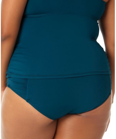 Plus Size Printed Tankini Top & High-Waist Bikini Bottoms Deep Sea Blue $42.84 Swimsuits