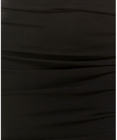 Juniors' Ruched Side-Slit Slim Gown Black $35.55 Dresses