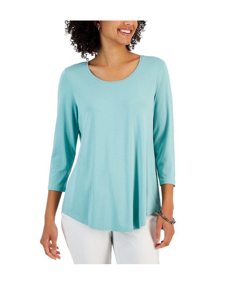 3/4-Sleeve Solid Tunic Top Jade Isle $11.66 Tops