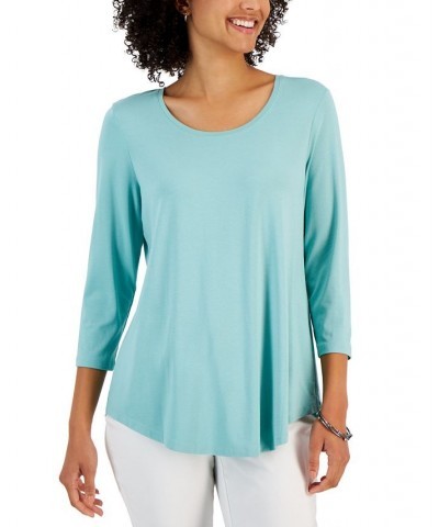 3/4-Sleeve Solid Tunic Top Jade Isle $11.66 Tops