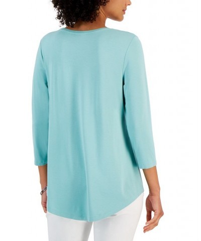 3/4-Sleeve Solid Tunic Top Jade Isle $11.66 Tops