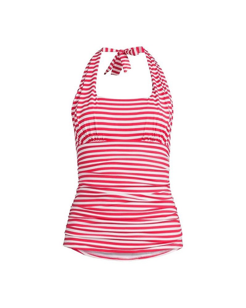 Women's Plus Size Square Neck Halter Tankini Swimsuit Top Red $42.76 Swimsuits