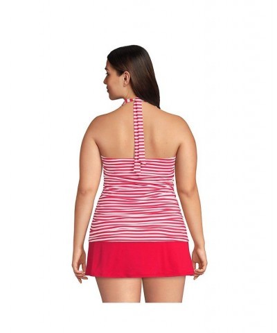 Women's Plus Size Square Neck Halter Tankini Swimsuit Top Red $42.76 Swimsuits