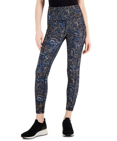 Women's Compression Printed 7/8 Leggings Marble Blue Cast $16.08 Pants