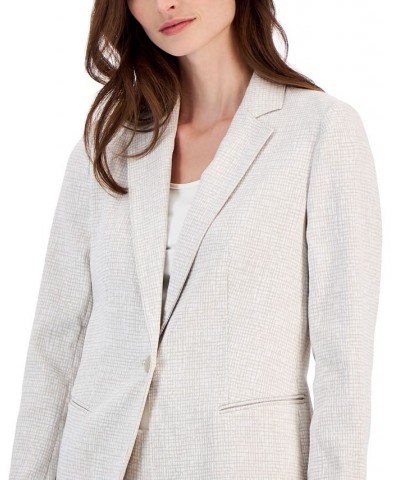 Women's Grid-Print Tech Stretch Single-Button Blazer Crema/anne White $40.69 Jackets