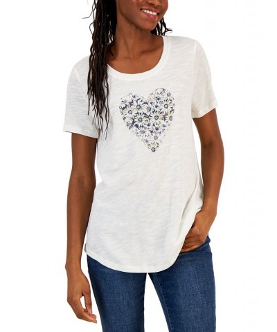 Petite Daisy Heart-Print Classic T-Shirt Daisy Heart $10.59 Tops