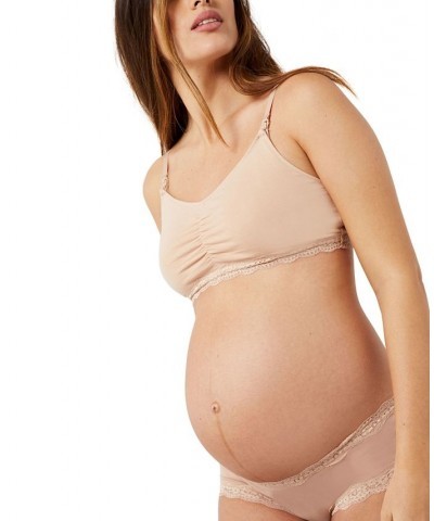 Pullover Lace Maternity & Nursing Bra Tan/Beige $17.63 Bras