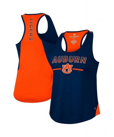 Women's Navy Auburn Tigers Sachs 2-Hit Scoop Neck Racerback Tank Top Blue $20.13 Tops