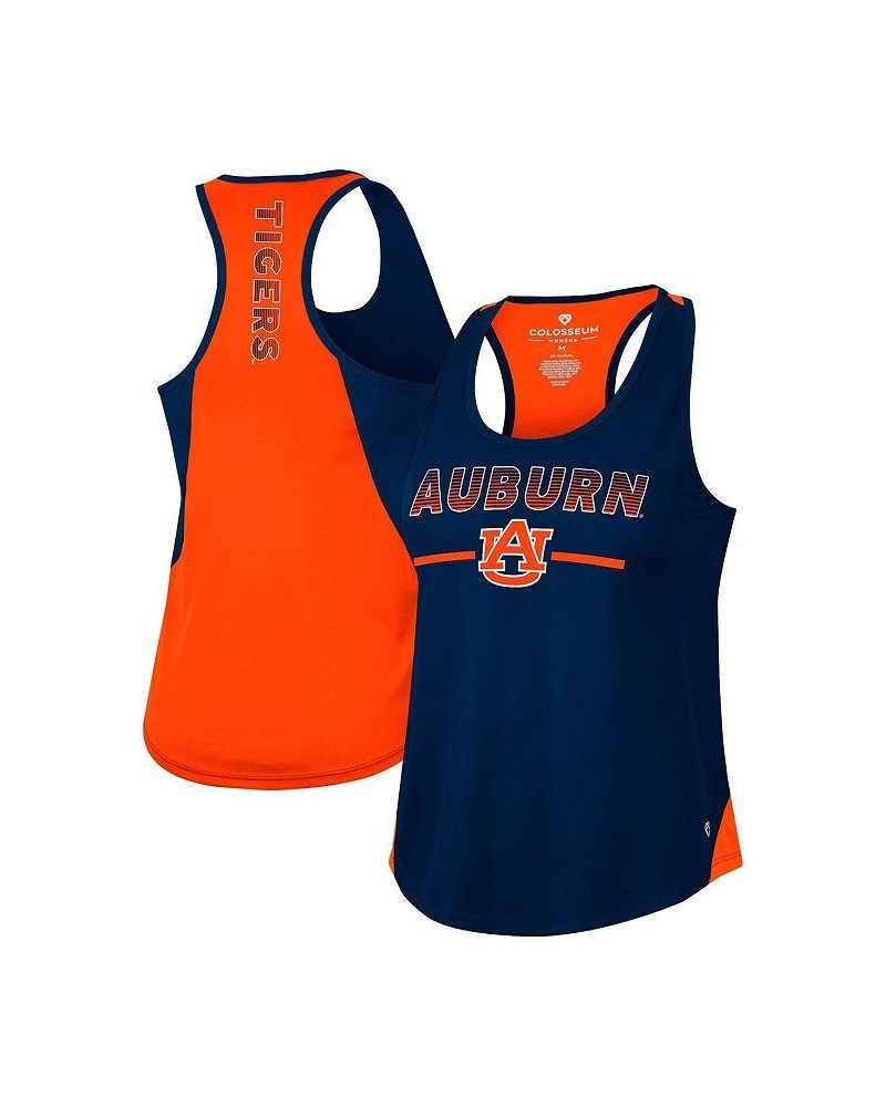 Women's Navy Auburn Tigers Sachs 2-Hit Scoop Neck Racerback Tank Top Blue $20.13 Tops