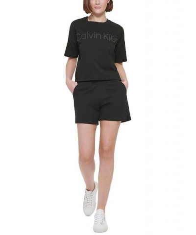 Calvin Klein Women's Cotton Sport Puff Print T-Shirt Black $16.36 Tops