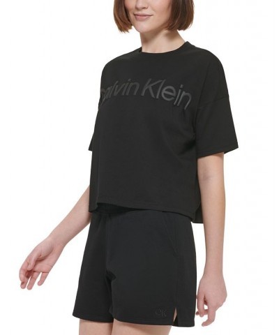 Calvin Klein Women's Cotton Sport Puff Print T-Shirt Black $16.36 Tops