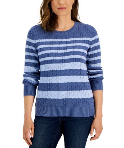 Women's Crewneck Tarrant Striped Sweater Blue $11.24 Sweaters