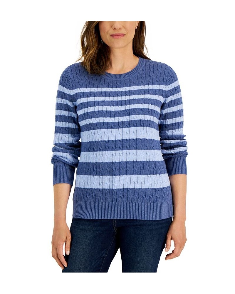 Women's Crewneck Tarrant Striped Sweater Blue $11.24 Sweaters