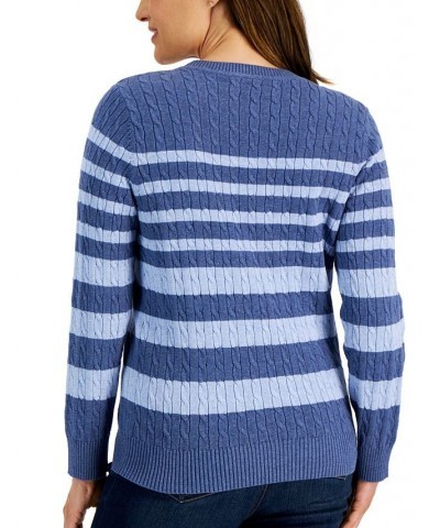 Women's Crewneck Tarrant Striped Sweater Blue $11.24 Sweaters