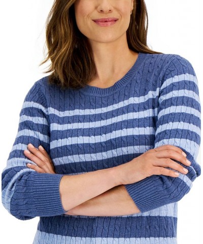 Women's Crewneck Tarrant Striped Sweater Blue $11.24 Sweaters